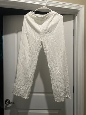White Lightweight Elastic Waist Pants